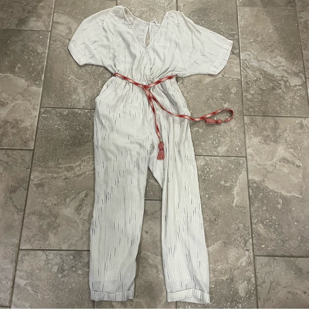 Anthropologie Feather‎ Bone Soleil Belted Jumpsuit size S